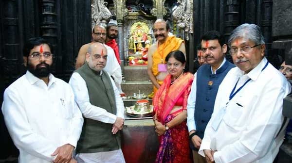 Amit Shah, Chief Minister Shinde, Deputy Chief Minister Fadnavis visited Shri Ambabai